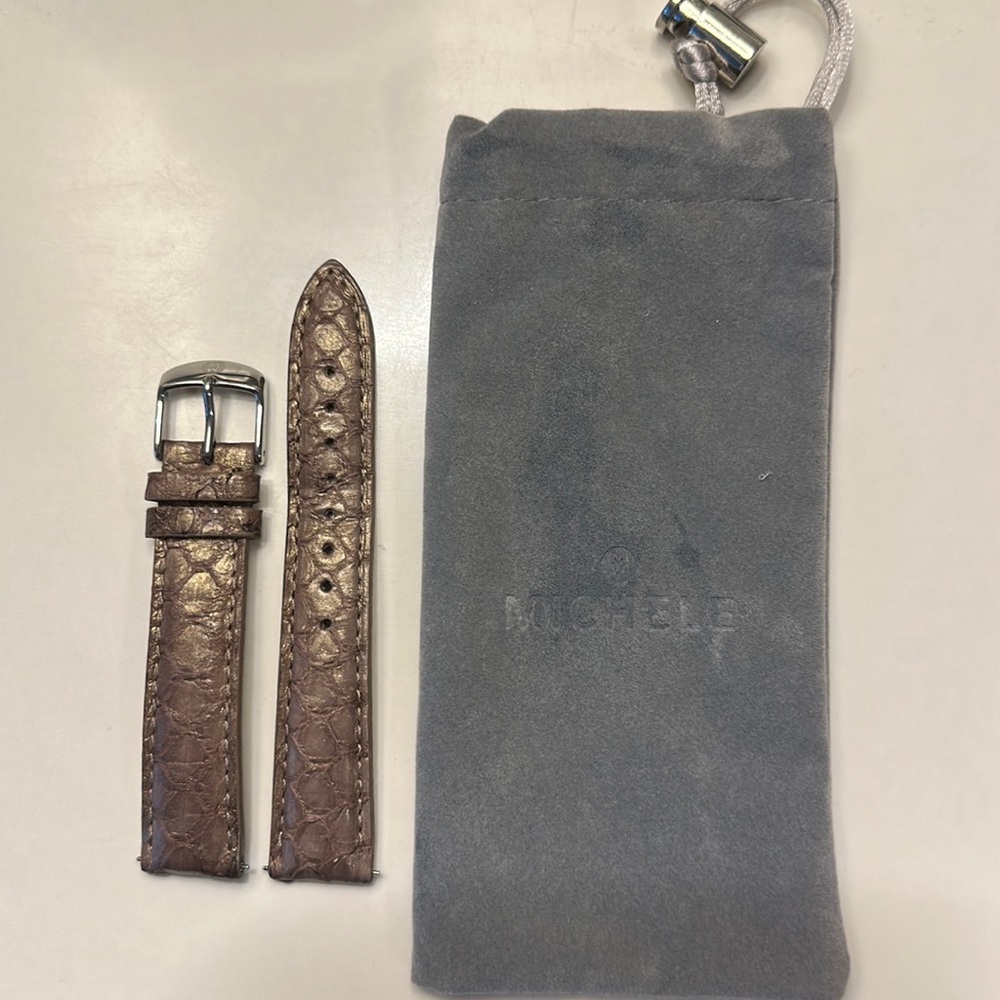 Michele 18mm leather snake embossed watch band